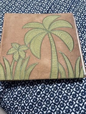 Palm Tree Embroidered photo album- Brown and Green